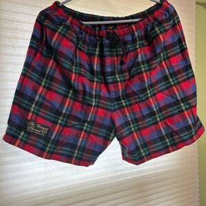 Men's Plaid Shorts - Red and Blue